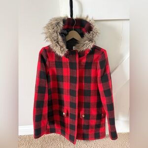 J Crew Vail parka in buffalo check/size 10